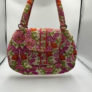 Vera Bradley Floral Shoulder Bag Pink Orange Green Retired Lilli Bell Pattern